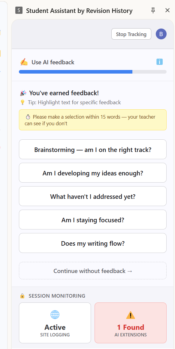 Byline feedback prompt options