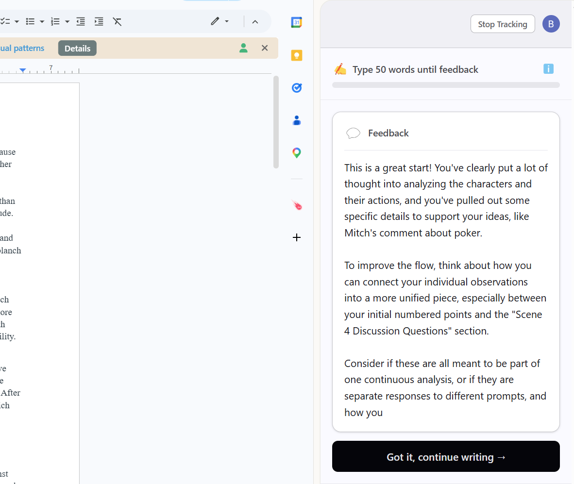 Byline session monitoring alongside Google Docs